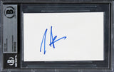 James Gandolfini The Sopranos Authentic Signed 3x5 Index Card BAS Slabbed 3