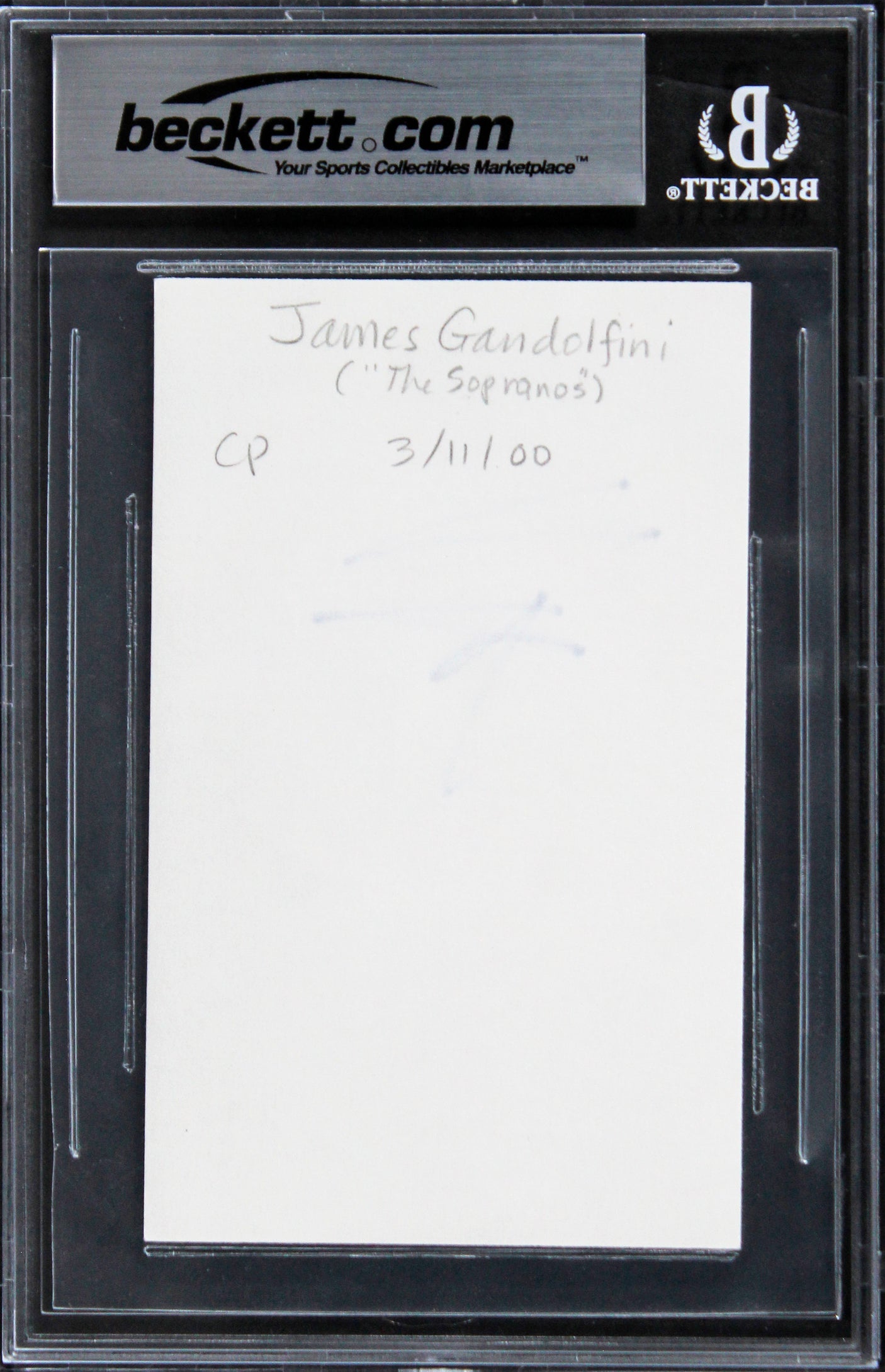 James Gandolfini The Sopranos Authentic Signed 3x5 Index Card BAS Slabbed 3