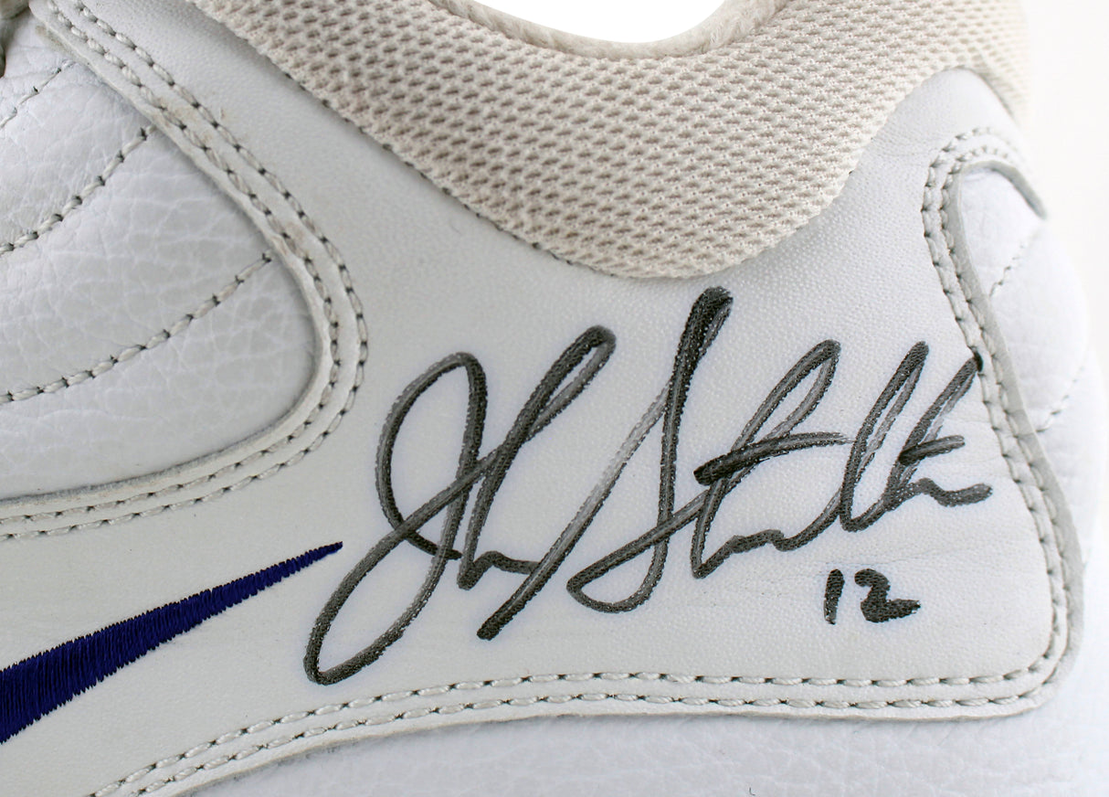 Jazz John Stockton Authentic Signed Game Used Nike Size 12.5 Shoes BAS #AA03719