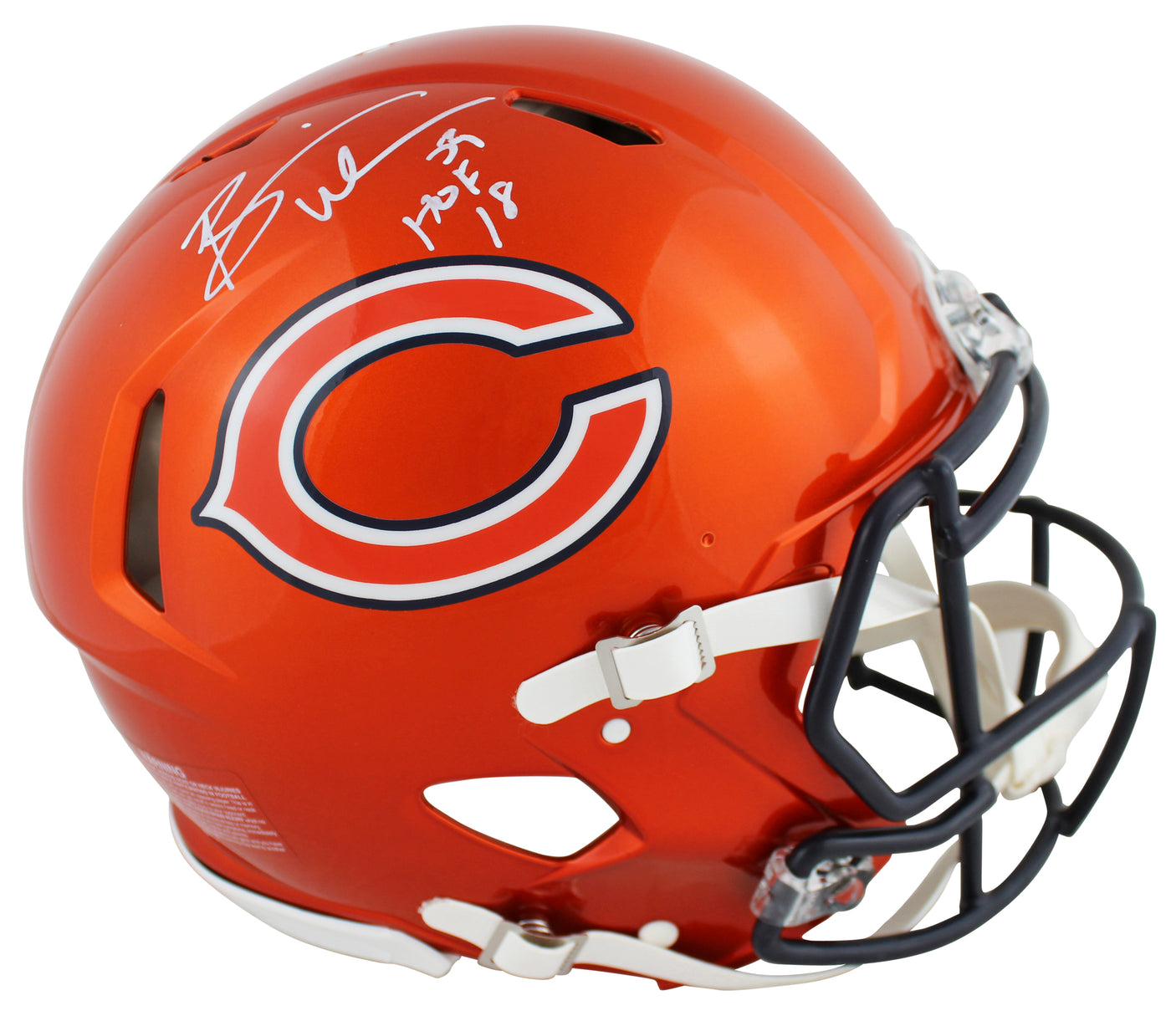 Bears Brian Urlacher "HOF 18" Signed Flash Full Size Speed Proline Helmet BAS W