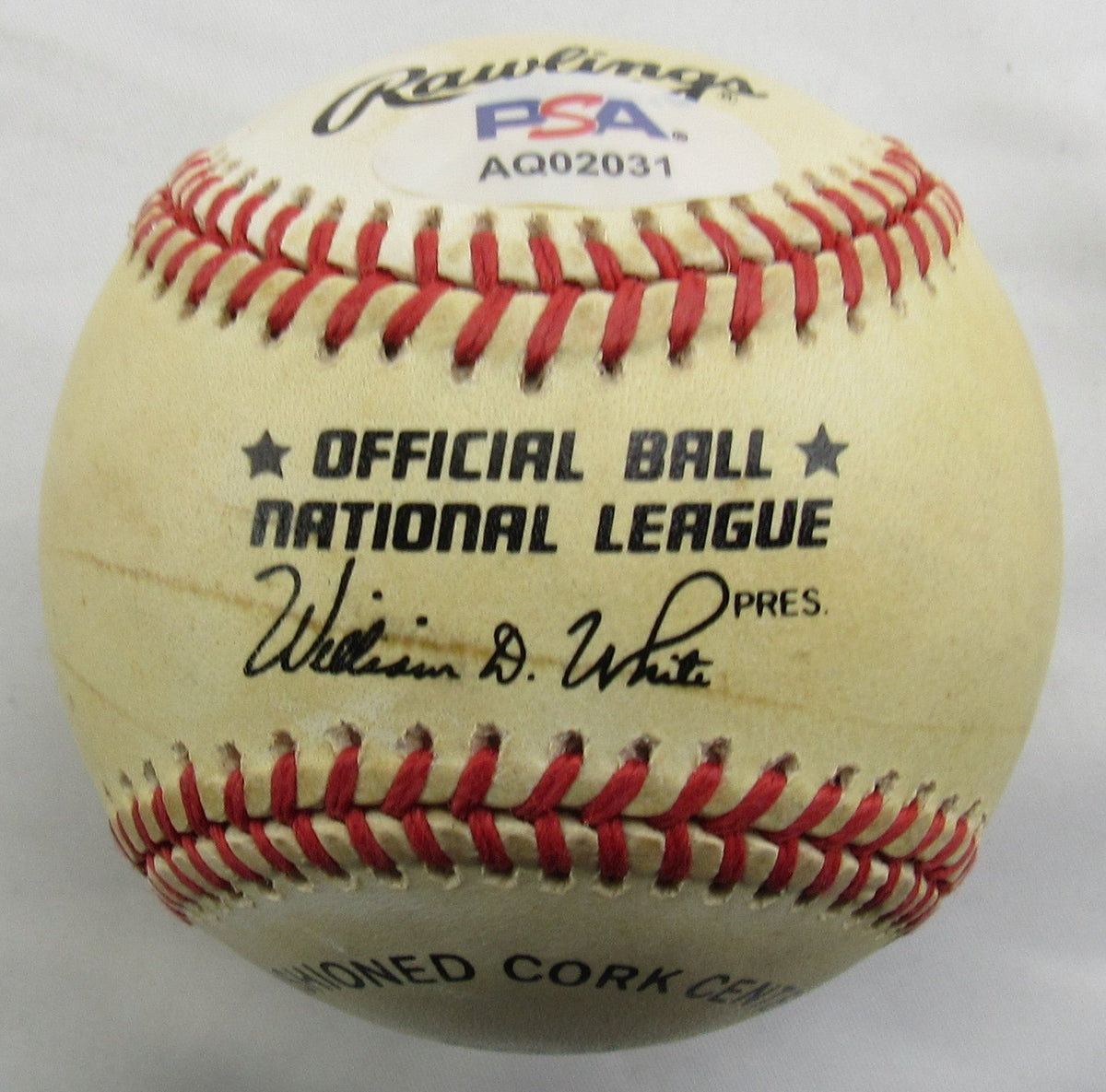 Hank Aaron Willie Mays Signed Auto Rawlings Baseball PSA AQ02031