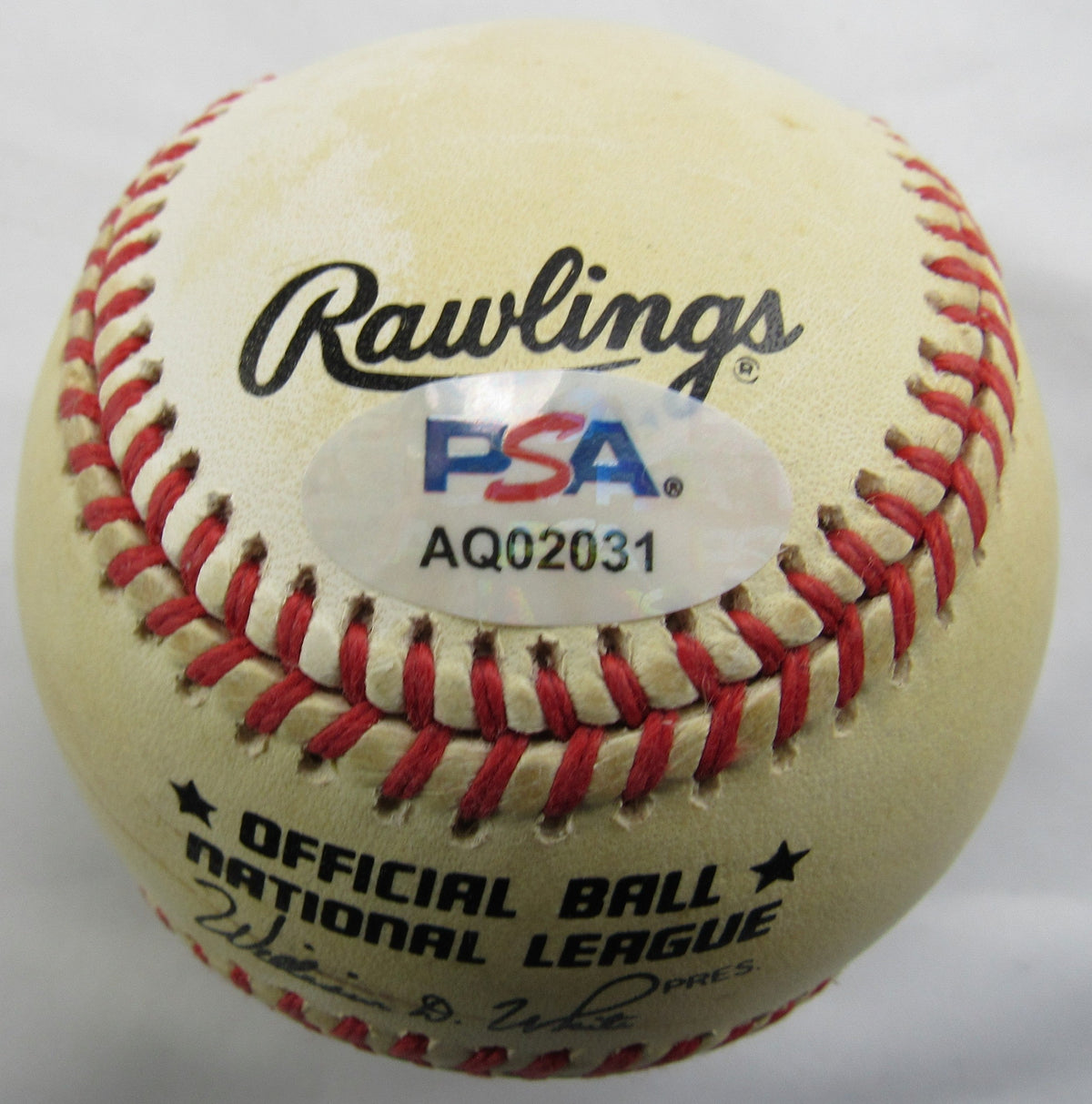 Hank Aaron Willie Mays Signed Auto Rawlings Baseball PSA AQ02031