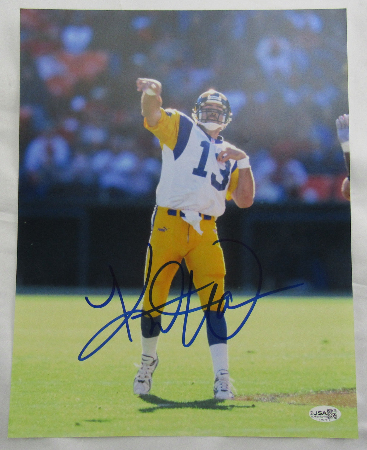 Kurt Warner Signed Auto 11x14 Photo JSA CM07419