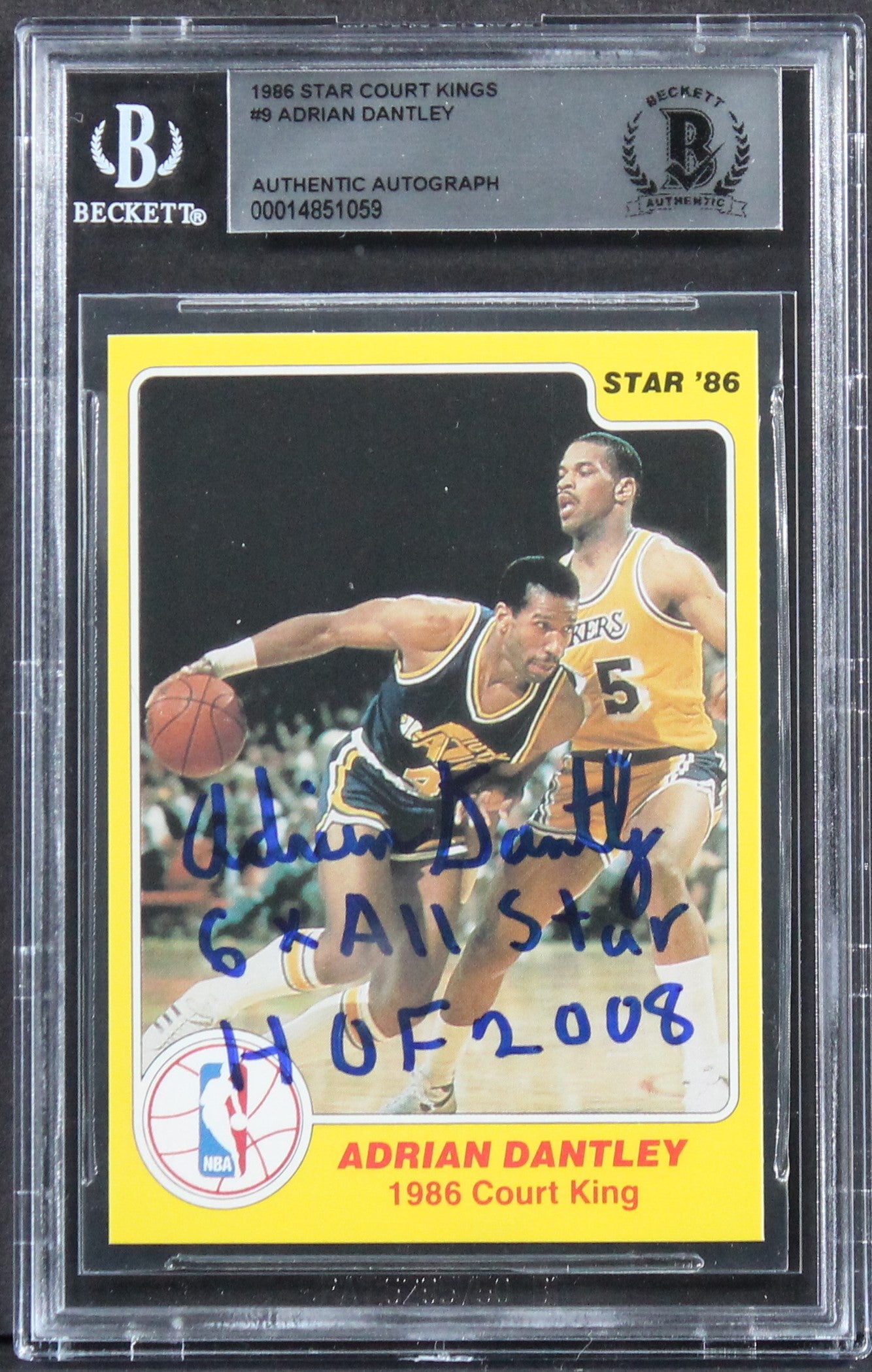 Jazz Adrian Dantley "2x Insc" Signed 1986 Star Court Kings #9 Card BAS Slabbed