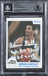 Jazz Adrian Dantley "2x Insc" Signed 1985 Star Last 11 ROY'S #9 Card BAS Slabbed