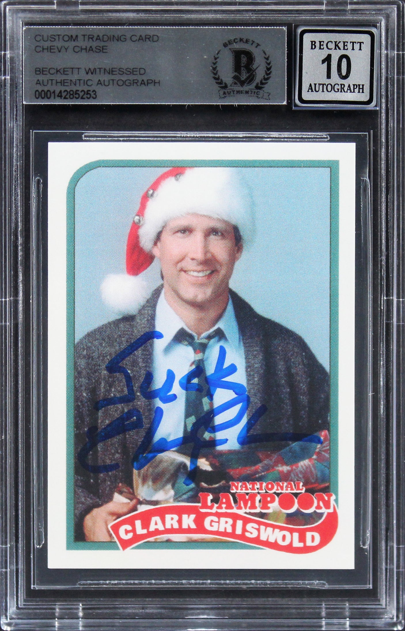 Chevy Chase Christmas Vacation "Suck" Signed Trading Card Auto 10! BAS Slabbed