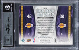 Magic Johnson & James Worthy Signed 2009 UD Game Mat DGWJ Card Auto 10 BAS Slab