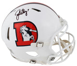 John Elway Autographed Denver Broncos White 2023 Alternate Speed Authentic Helmet Beckett Witnessed