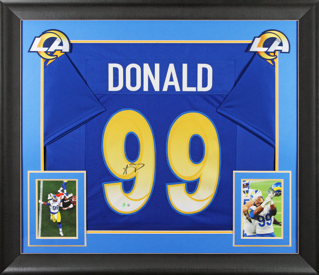 Rams Aaron Donald Authentic Signed Blue Pro Style Framed Jersey BAS Witnessed
