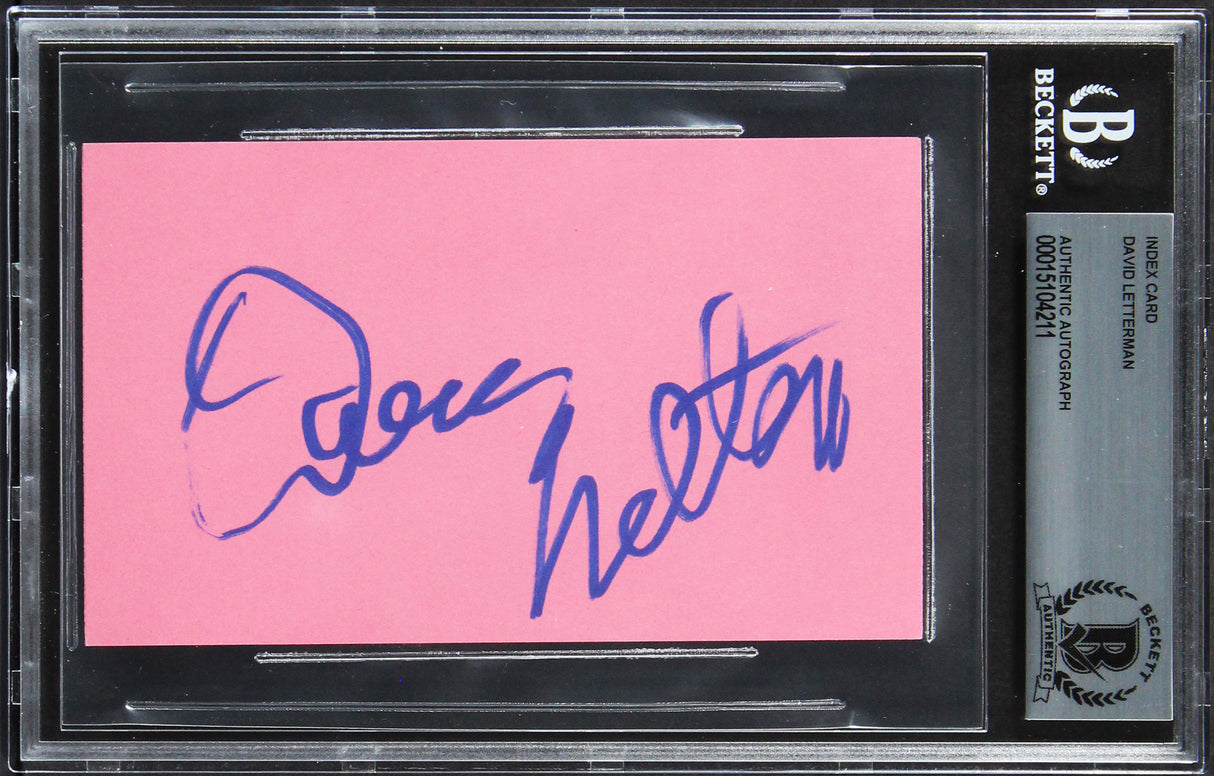 David Letterman The Late Show Authentic Signed 3x5 Index Card BAS Slabbed