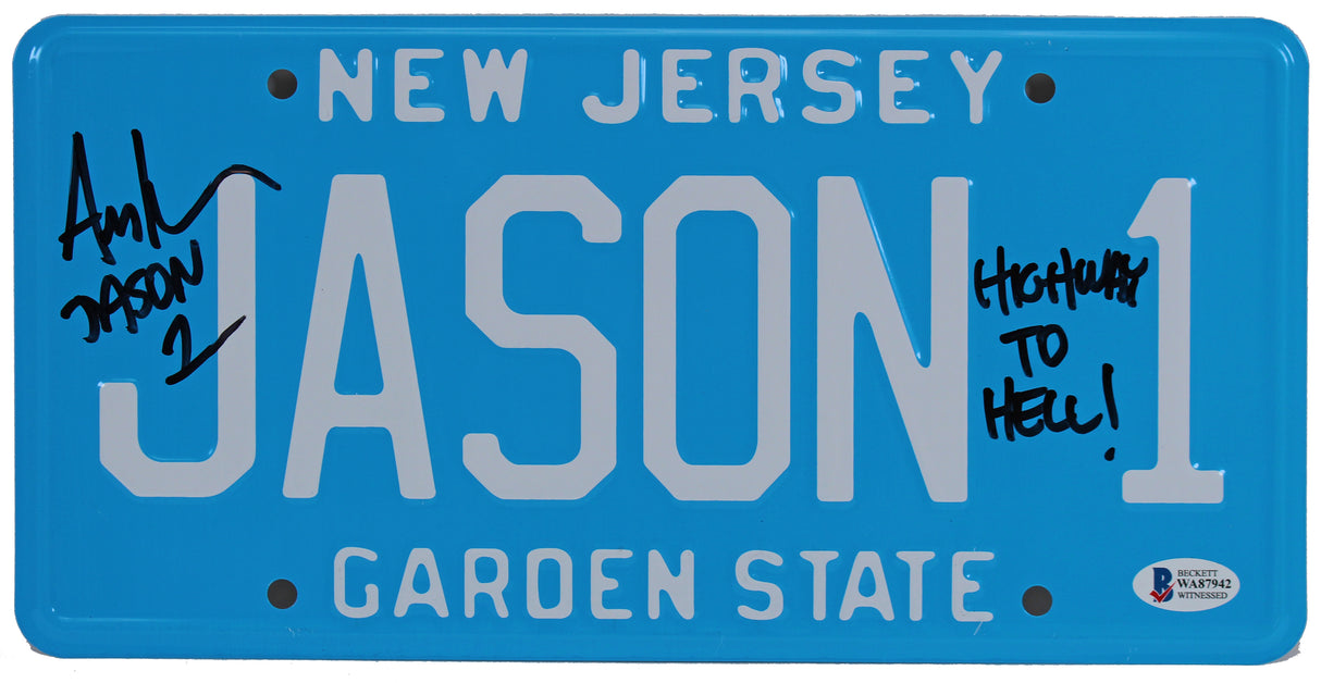 Ari Lehman Friday The 13th "Highway To Hell!" Signed License Plate BAS Witnessed