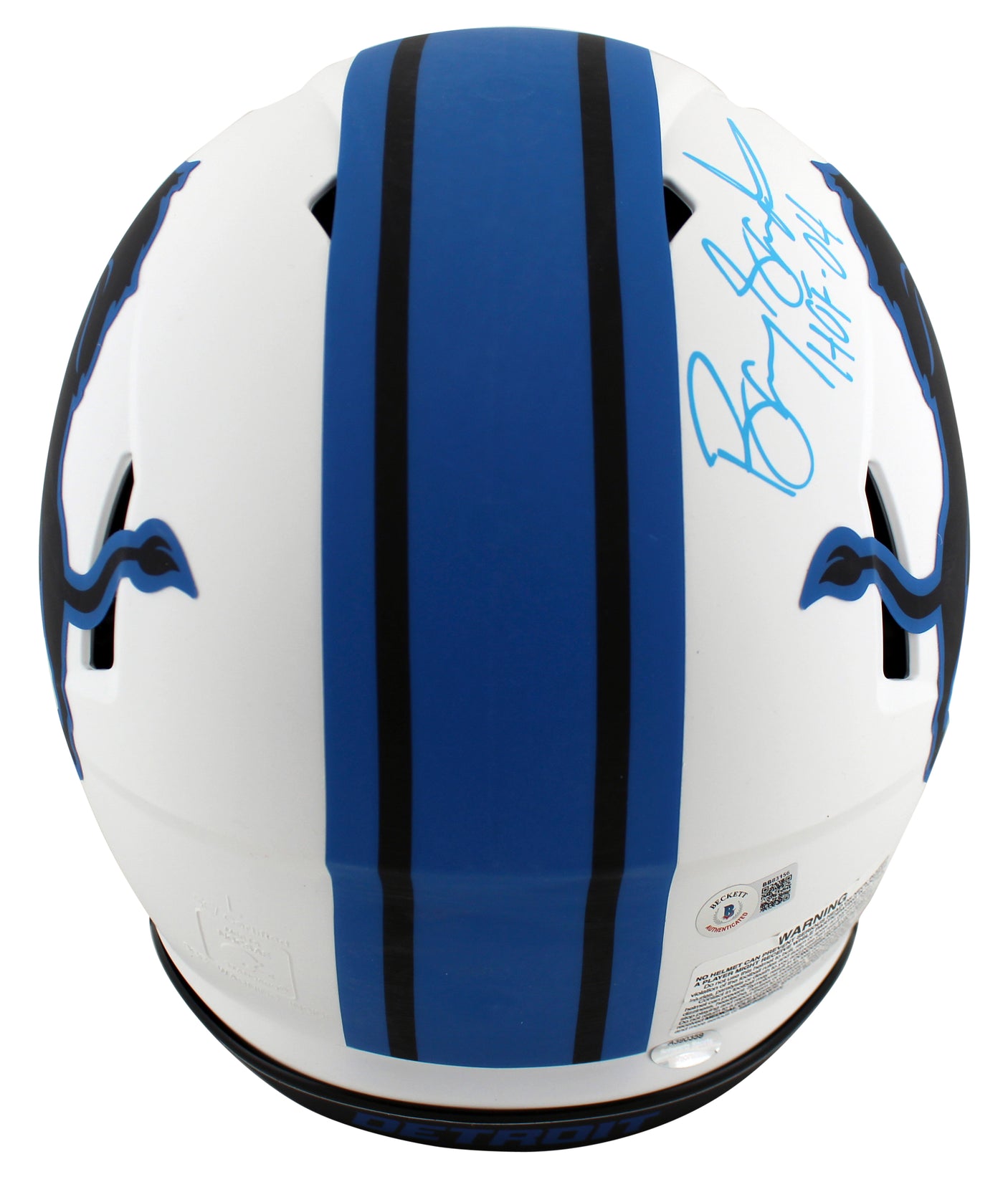 Lions Barry Sanders "2x Insc" Signed Lunar Full Size Speed Proline Helmet BAS