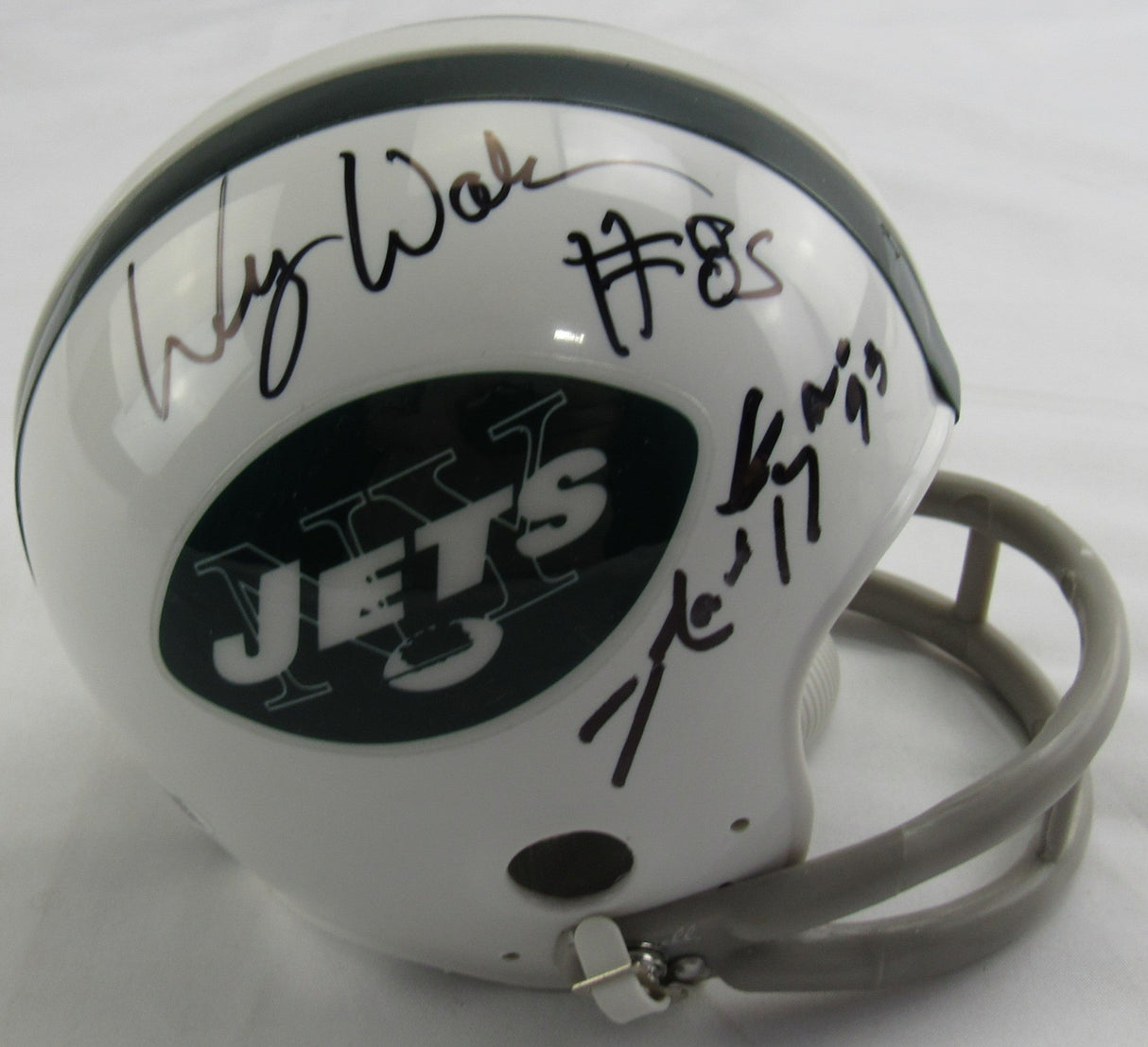 Wesley Walker Freeman McNeil Multi Signed Auto Jets Mini Helmet JSA CM07471