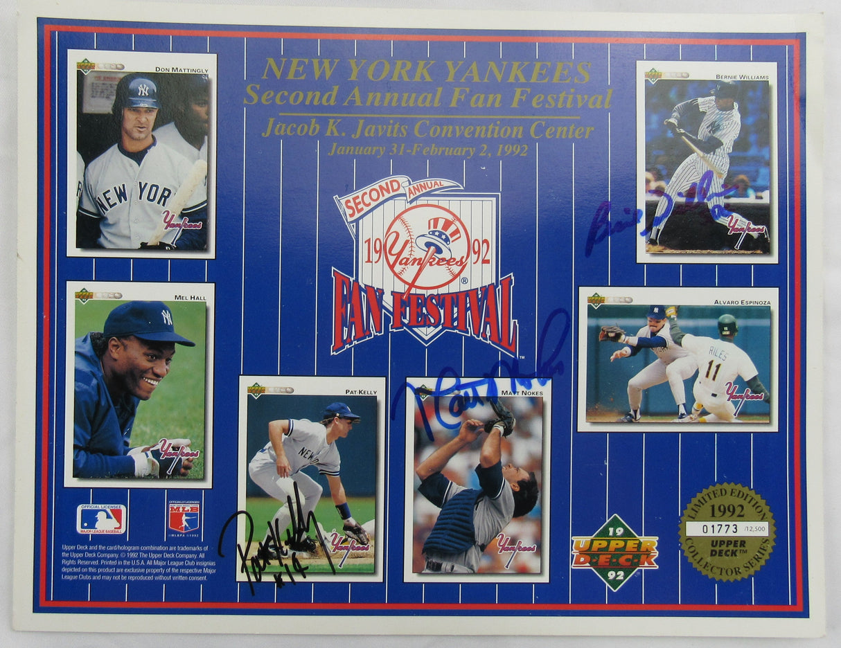 Bernie Williams Matt Nokes Pat Kelly Multi Signed 8x10 UDA Photo