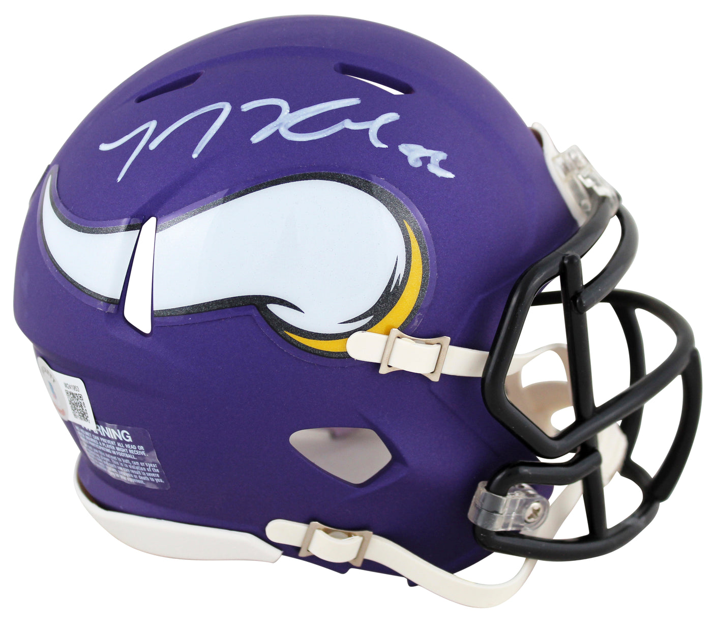 Vikings T.J. Hockenson Authentic Signed Speed Mini Helmet W/ Case BAS Witnessed