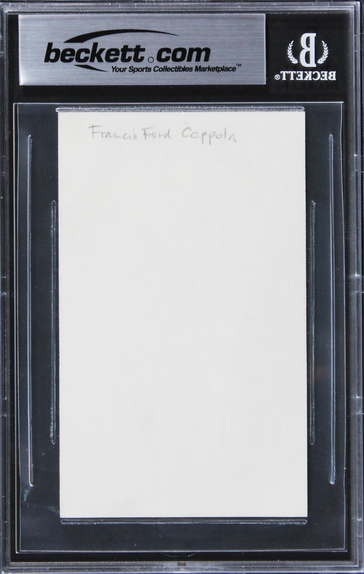 Francis Ford Coppola The Godfather "1991" Signed 3x5 Index Card BAS Slabbed