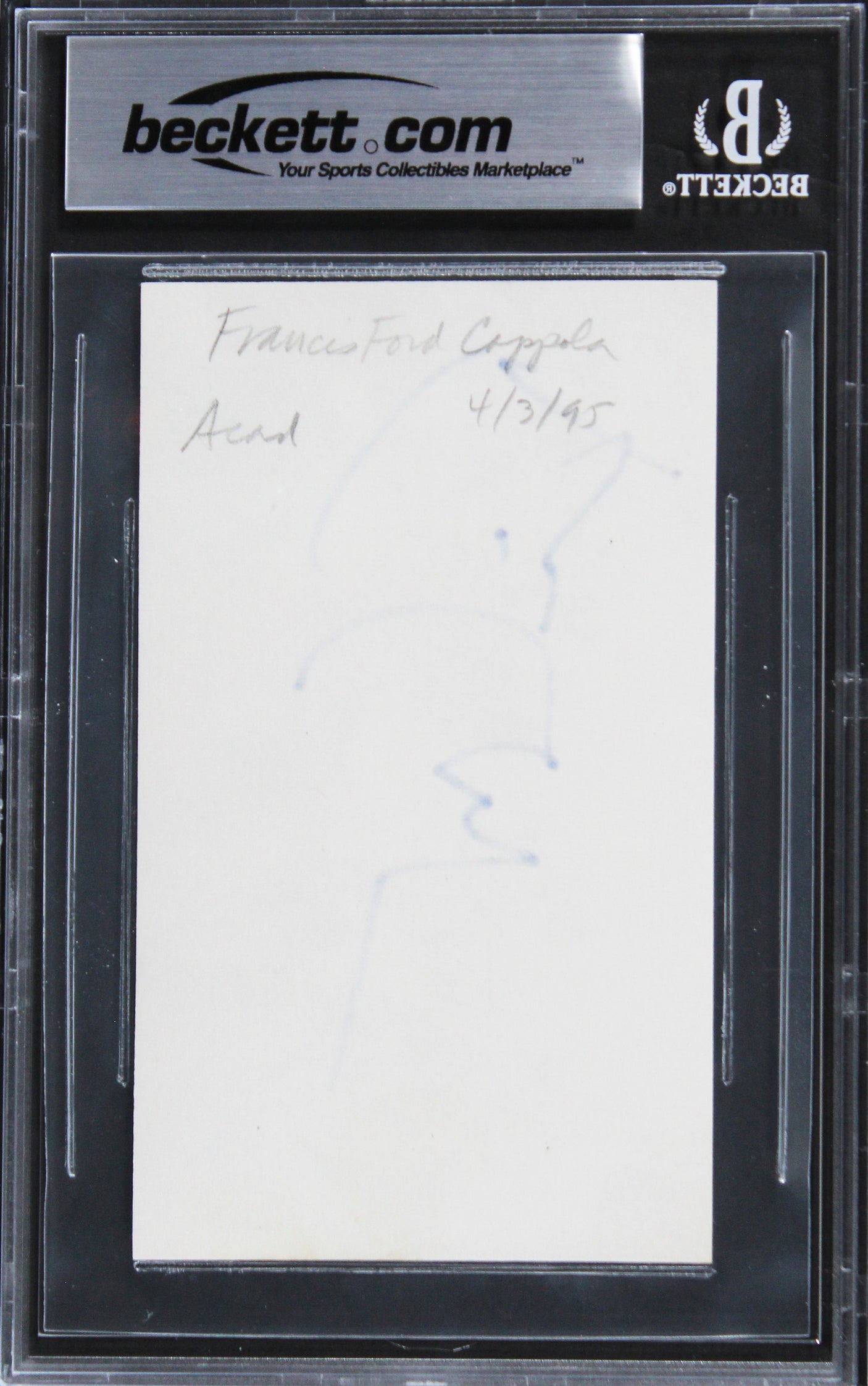 Francis Ford Coppola The Godfather Authentic Signed 3x5 Index Card BAS Slabbed 1