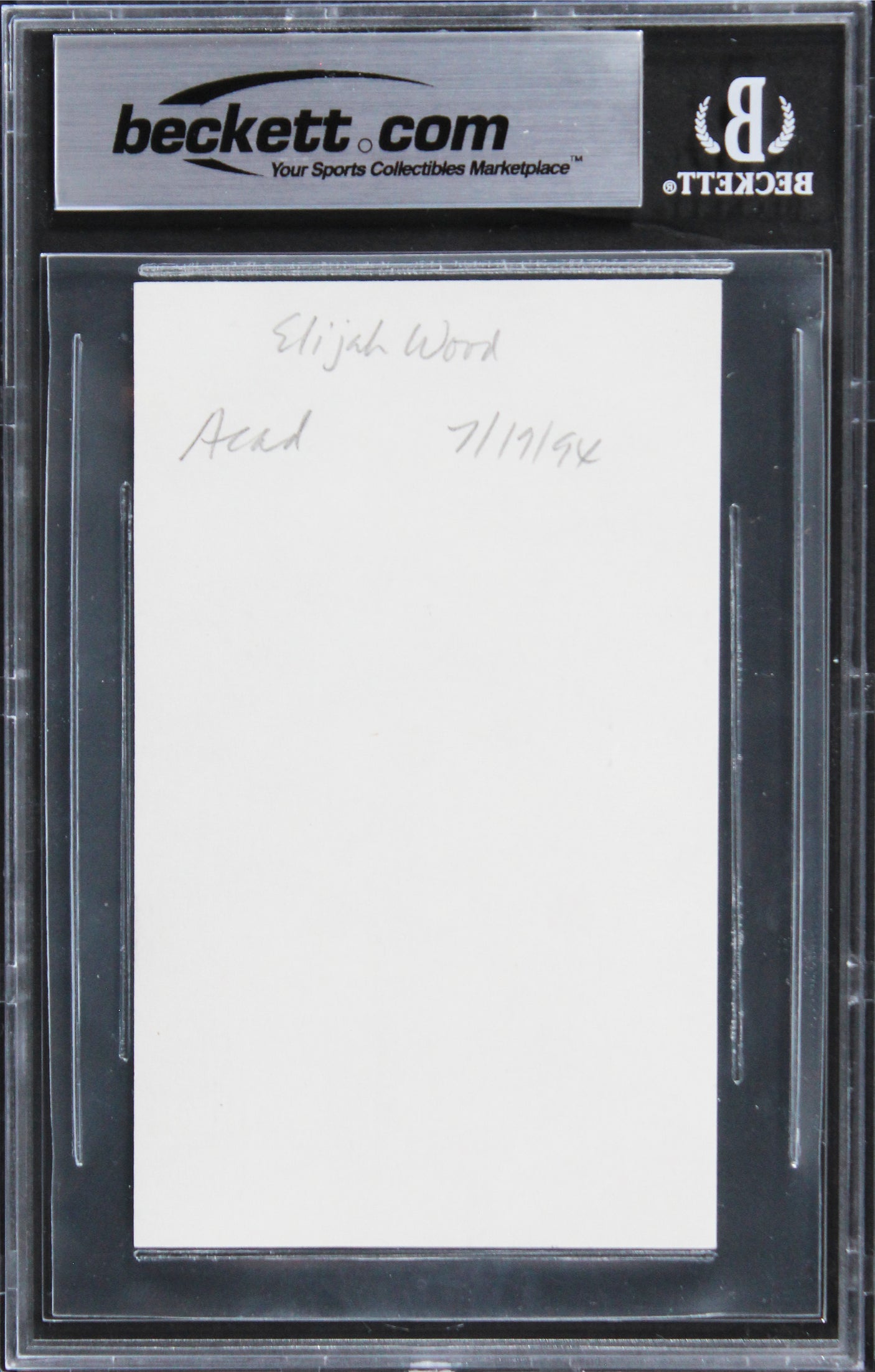 Elijah Wood Lord of the Rings Authentic Signed 3x5 Index Card BAS Slabbed