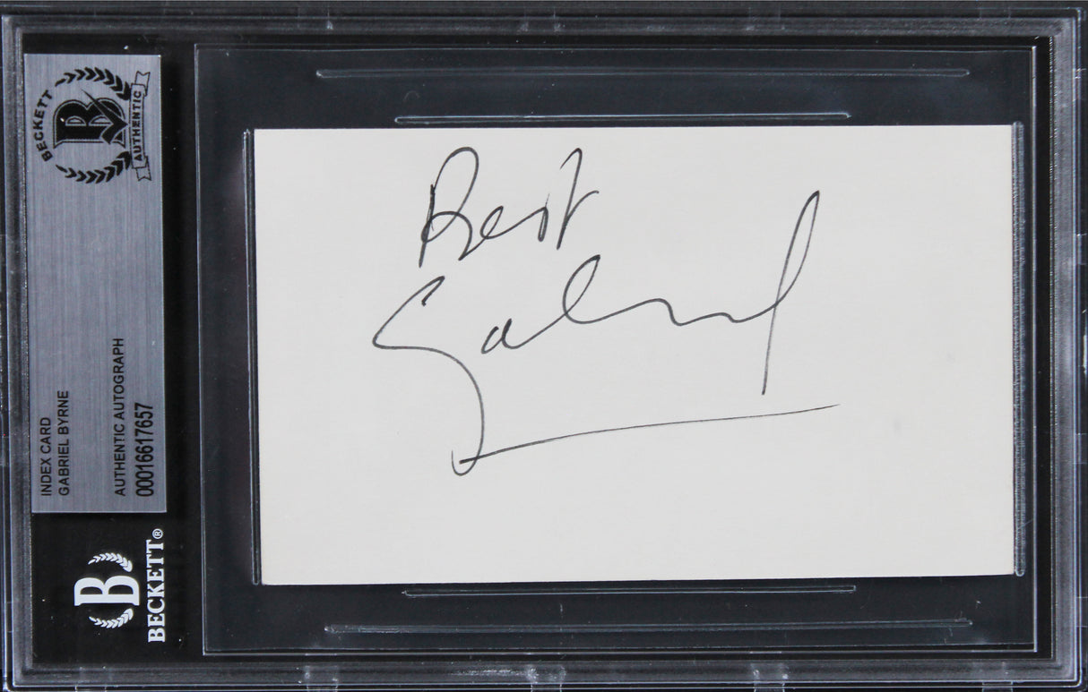 Gabriel Byrne The Usual Suspects Authentic Signed 3x5 Index Card BAS Slabbed 3