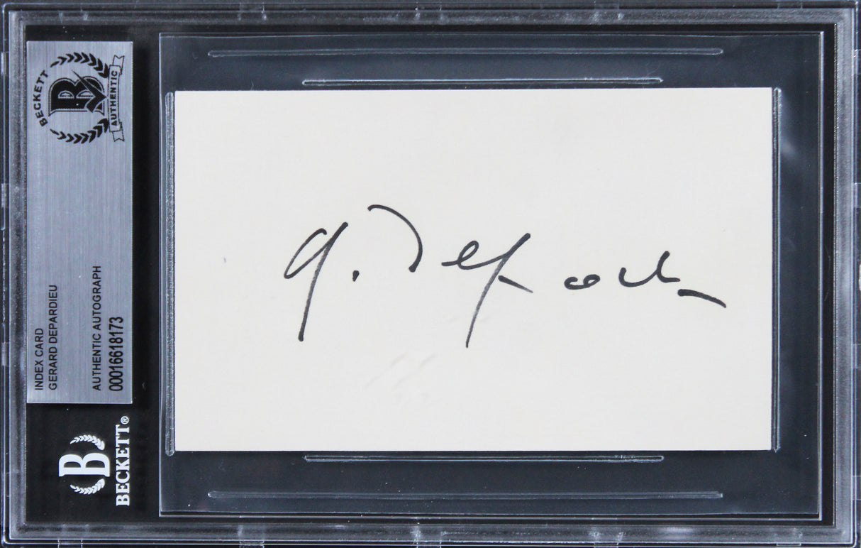 Gerard Depardieu Cyrano de Bergerac Authentic Signed 3x5 Index Card BAS Slabbed