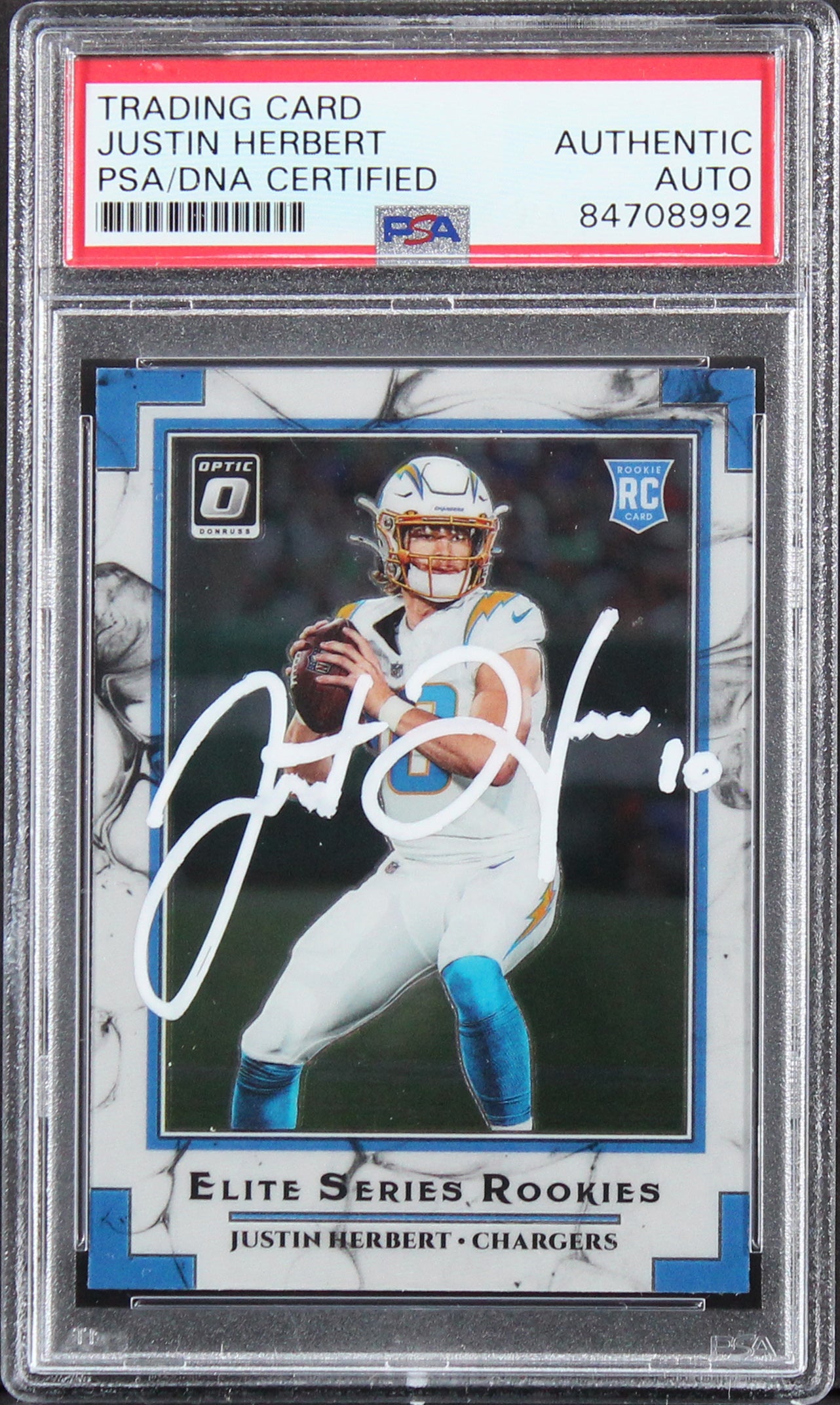 Chargers Justin Herbert Signed 2020 Donruss Optic #ESR-JH RC Card PSA Slabbed