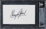 George Peppard Breakfast At Tiffany's Signed 3x5 Index Card BAS Slabbed