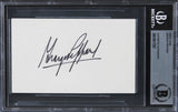 George Peppard Breakfast At Tiffany's Signed 3x5 Index Card BAS Slabbed