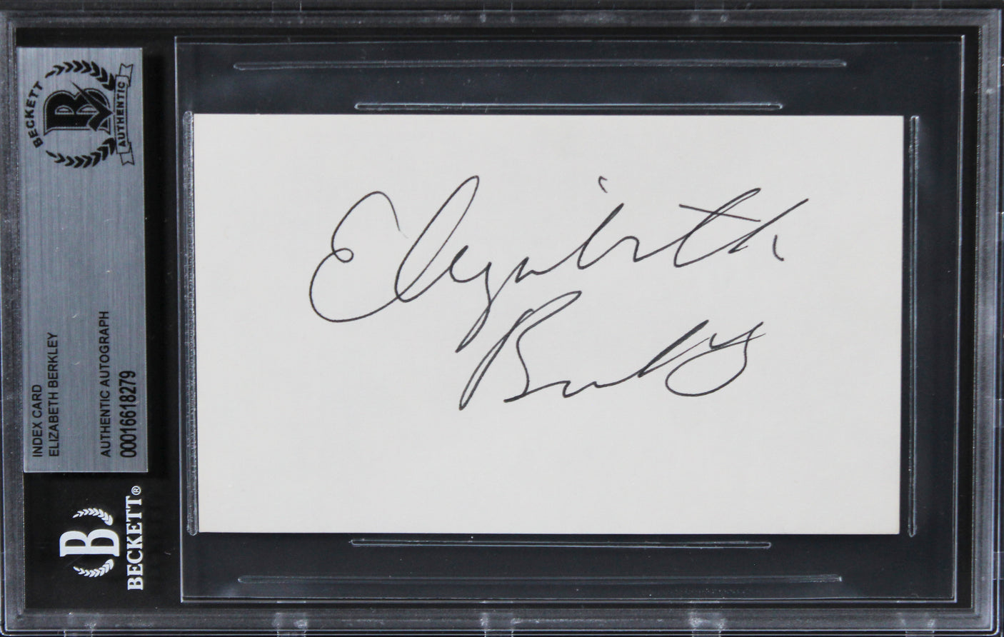 Elizabeth Berkley Saved By The Bell Signed 3x5 Index Card BAS Slabbed 4