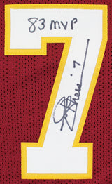 NFL MVPs (3) Theismann, Mosely & Brown Signed Maroon Pro Style Jersey BAS Wit