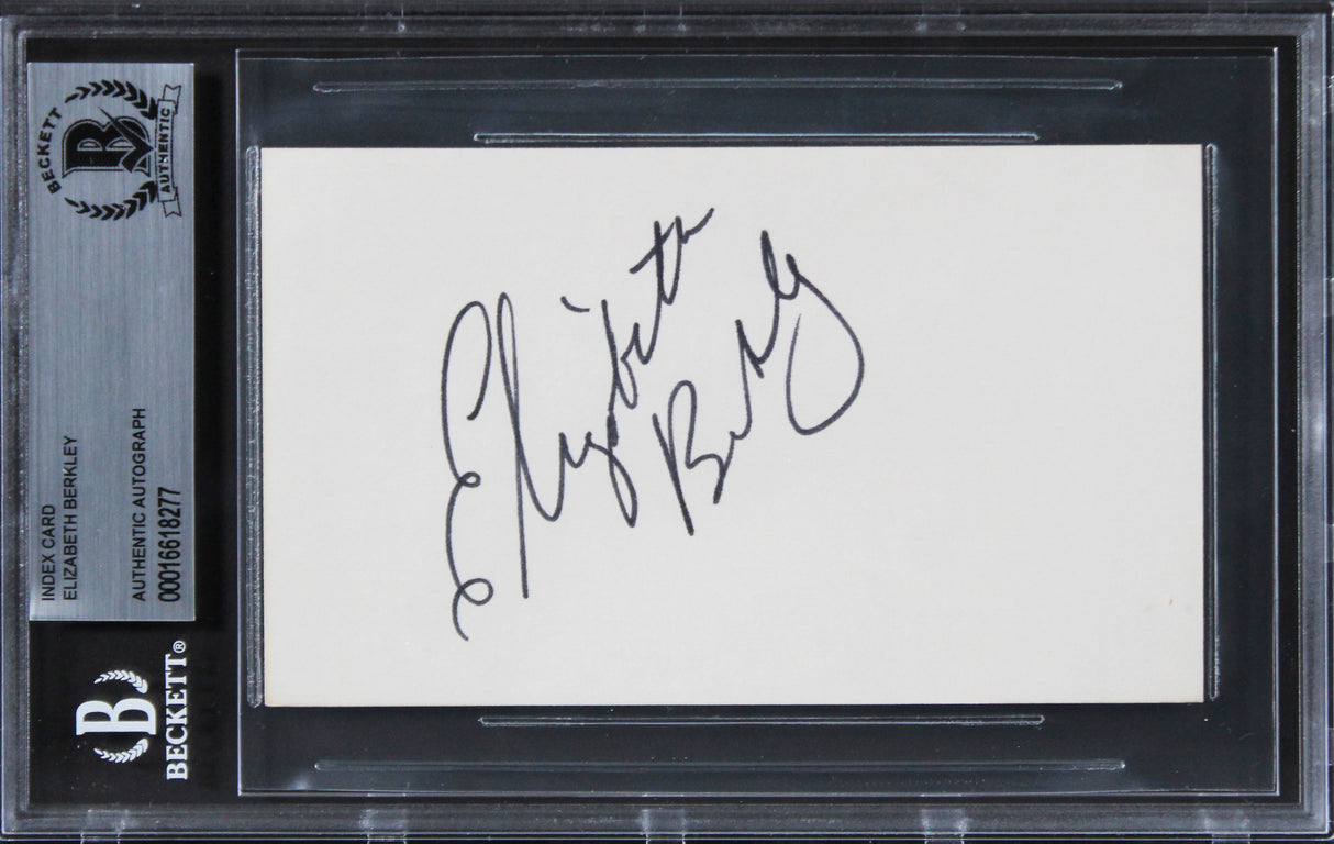 Elizabeth Berkley Saved By The Bell Signed 3x5 Index Card BAS Slabbed 2