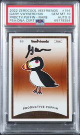 Gary Vaynerchuck Signed 2022 Productive Puffin #194 Card Grade 10/9 PSA Slab