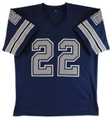 Emmitt Smith Authentic Signed Navy Blue Pro Style Jersey w/ Grey #s BAS Witness