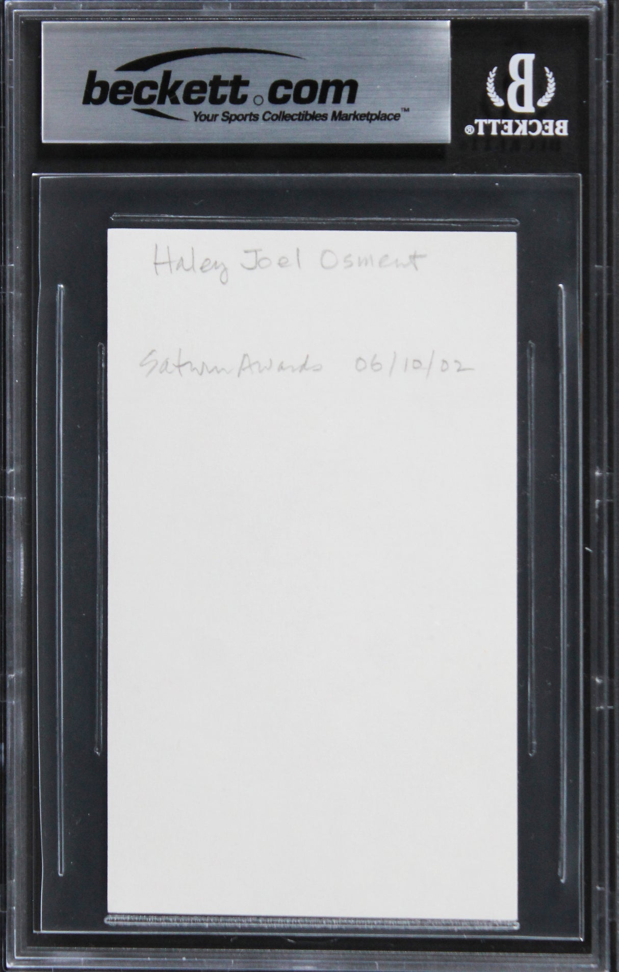 Haley Joel Osment The Sixth Sense Authentic Signed 3x5 Index Card BAS Slabbed