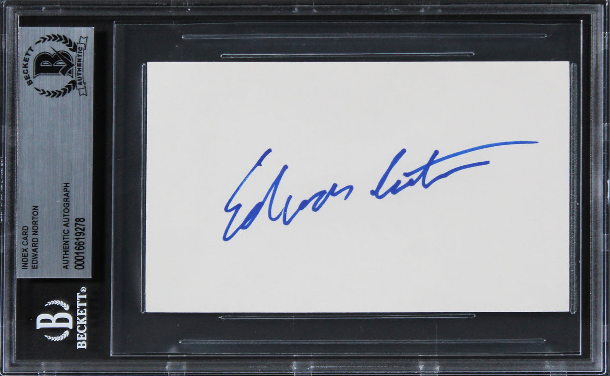 Edward Norton Fight Club Authentic Signed 3x5 Index Card Autographed BAS Slabbed