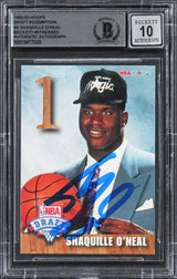 Shaquille O'Neal Signed 1992 Hoops Draft Redemption #A RC Card Auto 10! BAS Slab