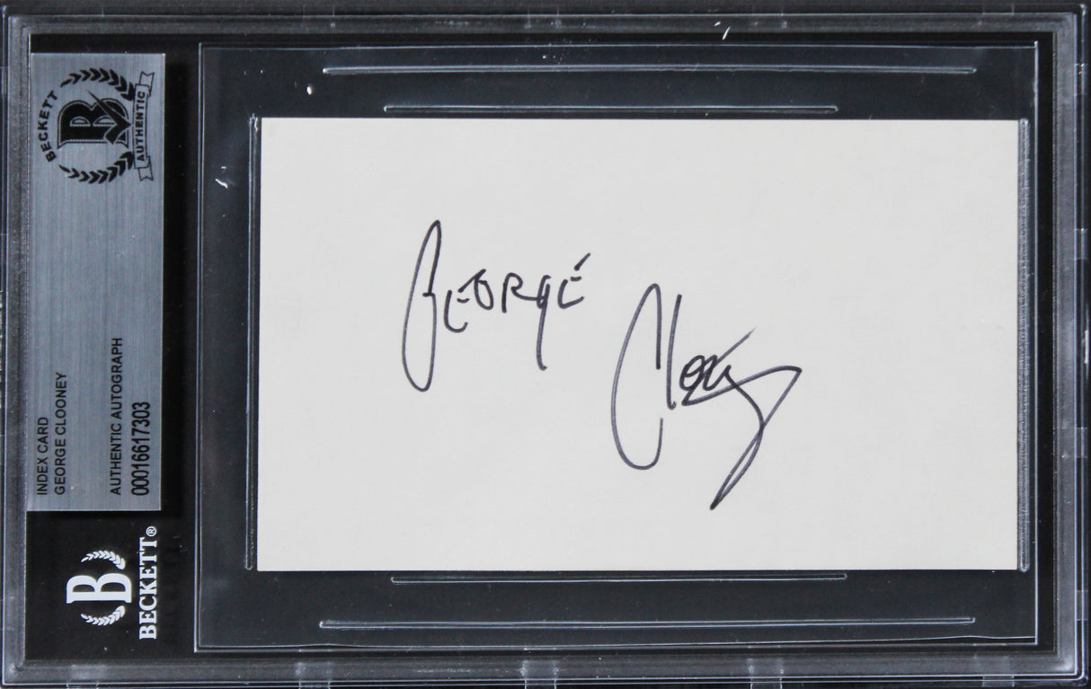 George Clooney Ocean's 11 Authentic Signed 3x5 Index Card BAS Slabbed