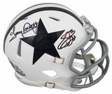 Emmitt Smith & Tony Dorsett Signed 60-63 TB Speed Mini Helmet W/ Case BAS Wit