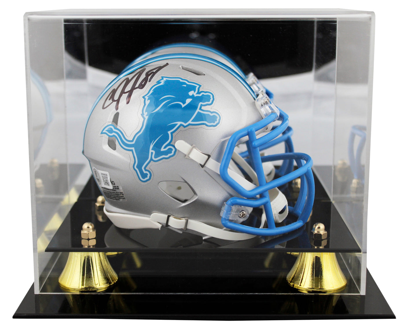 Lions Calvin Johnson Authentic Signed Speed Mini Helmet w/ Case BAS Witnessed