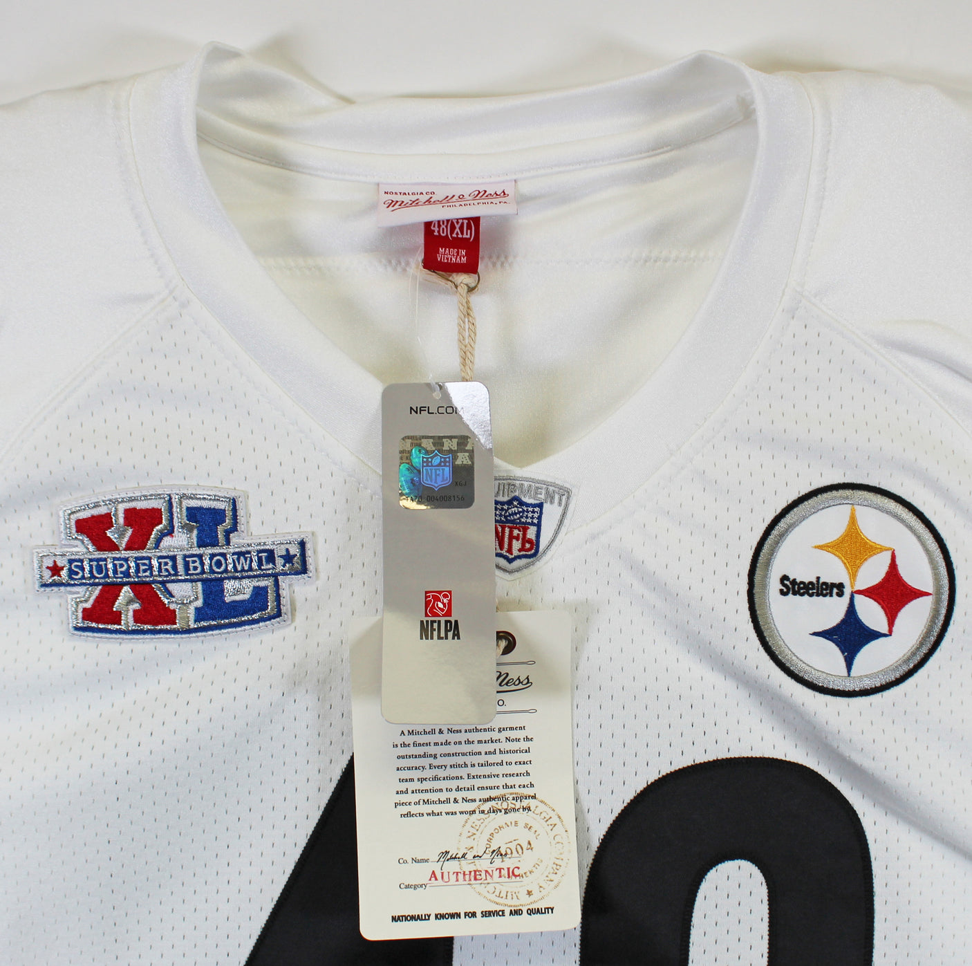 Steelers Troy Polamalu Authentic Signed White Mitchell & Ness Jersey BAS Witness