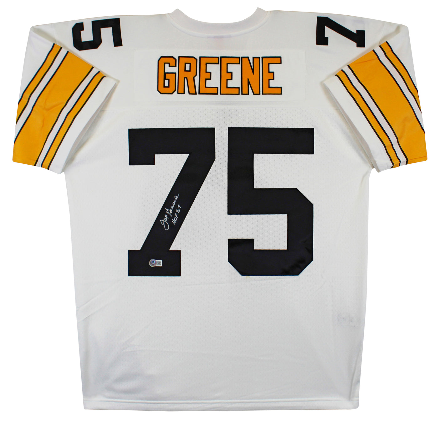 Steelers Joe Greene "HOF 87" Authentic Signed White M&N Jersey BAS Witnessed