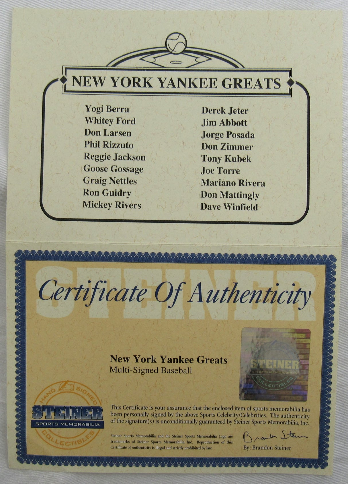 New York Yankees Greats Signed Rawlings Baseball Steiner COA - Derek Jeter, Reggie Jackson