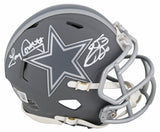 Cowboys Emmitt Smith & Tony Dorsett Signed Slate Speed Mini Helmet W/ Case BAS W