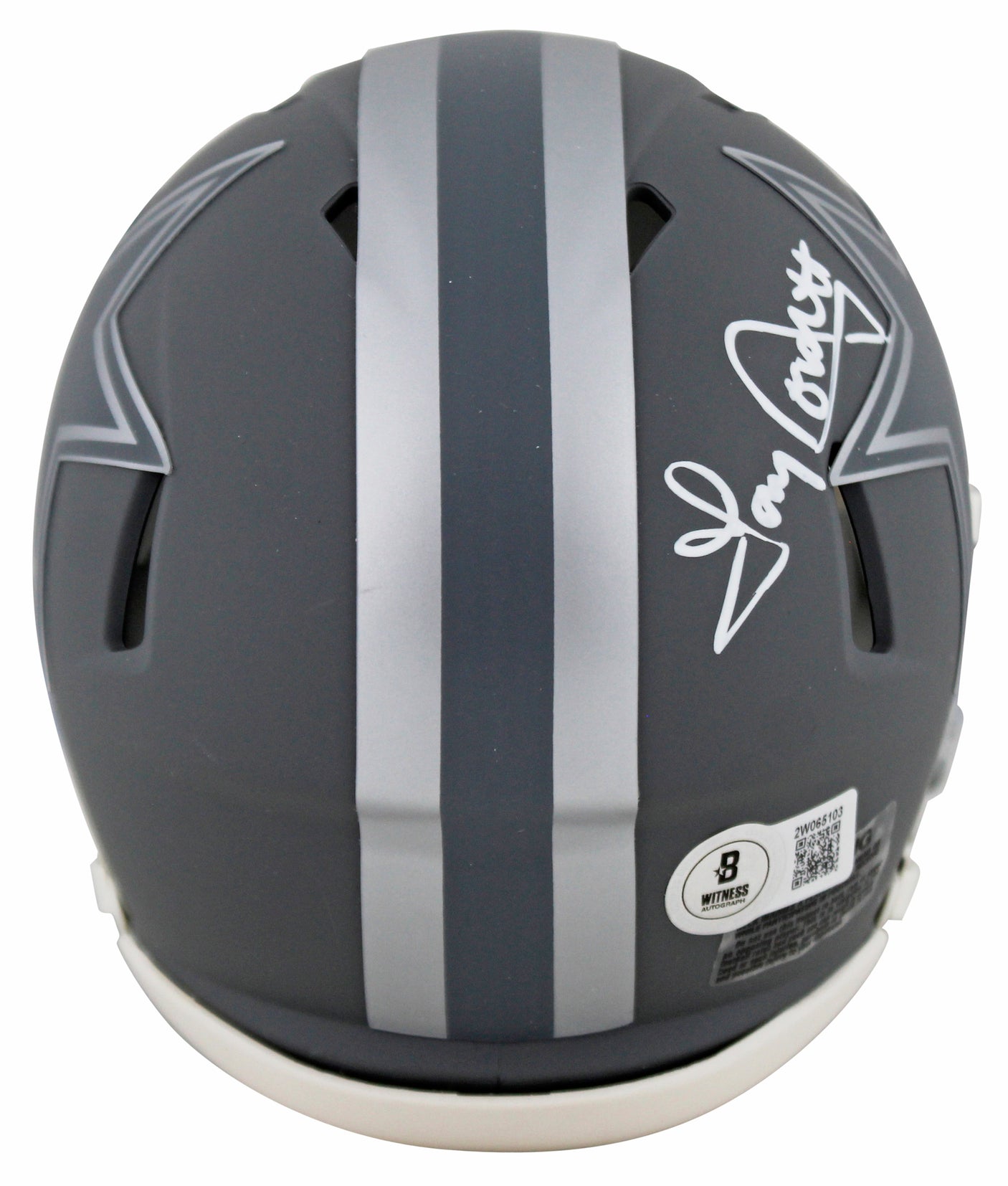Cowboys Emmitt Smith & Tony Dorsett Signed Slate Speed Mini Helmet BAS Witnessed