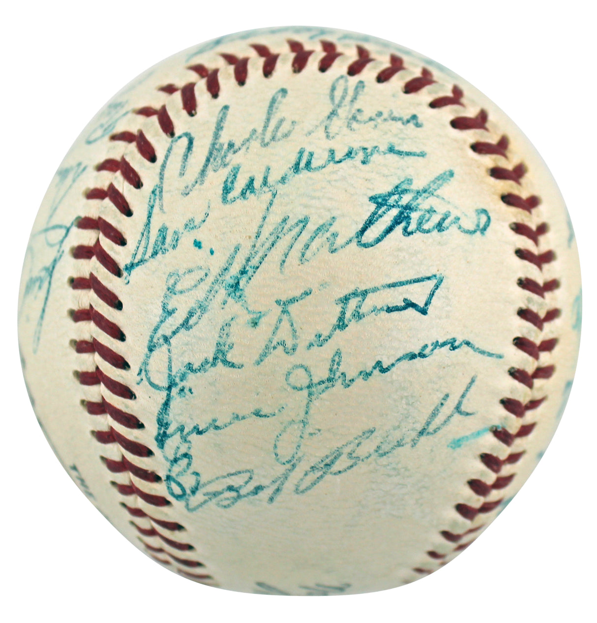 1954 Braves (23) Aaron, Mathews Signed Giles Onl Baseball Graded 7 PSA & JSA LOA