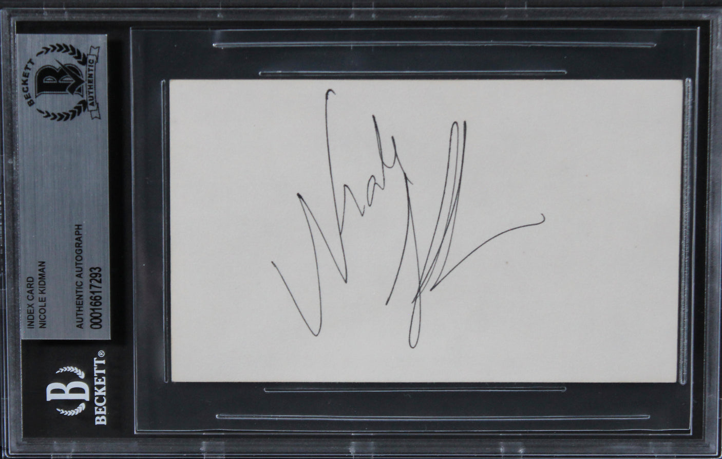 Nicole Kidman Moulin Rouge Authentic Signed 3x5 Index Card BAS Slabbed