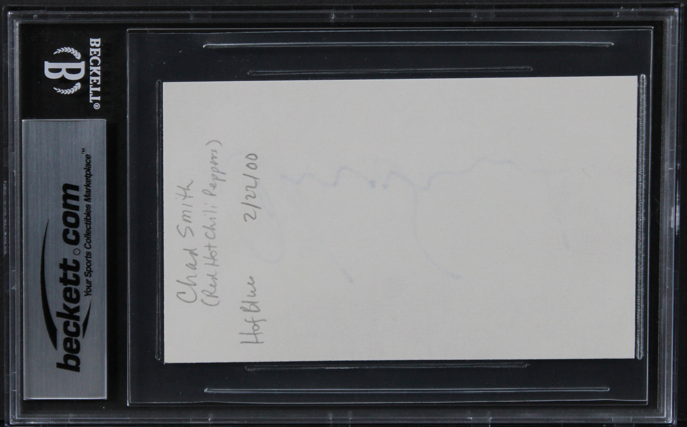Chad Smith Red Hot Chili Peppers Authentic Signed 3x5 Index Card BAS Slabbed