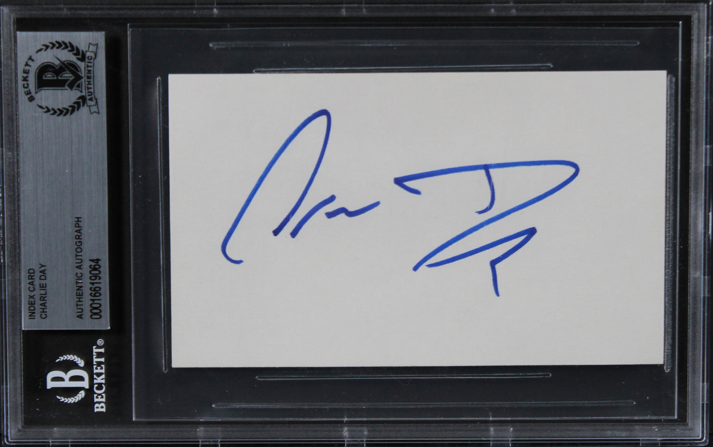 Charlie Day It's Always Sunny in Philadelphia Signed 3x5 Index Card BAS Slabbed