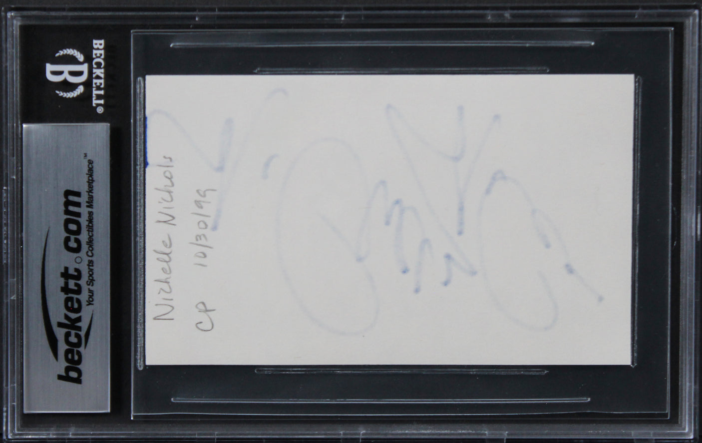 Nichelle Nichols Star Trek Authentic Signed 3x5 Index Card BAS Slabbed
