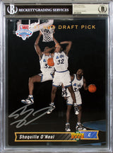 Magic Shaquille O'Neal Signed 8.25x10.75 1992 Upper Deck #1B RC Card BAS Slabbed