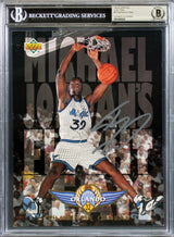 Magic Shaquille O'Neal Signed 8.25x10.75 1993 UD Flight Team #FT16 Card BAS Slab